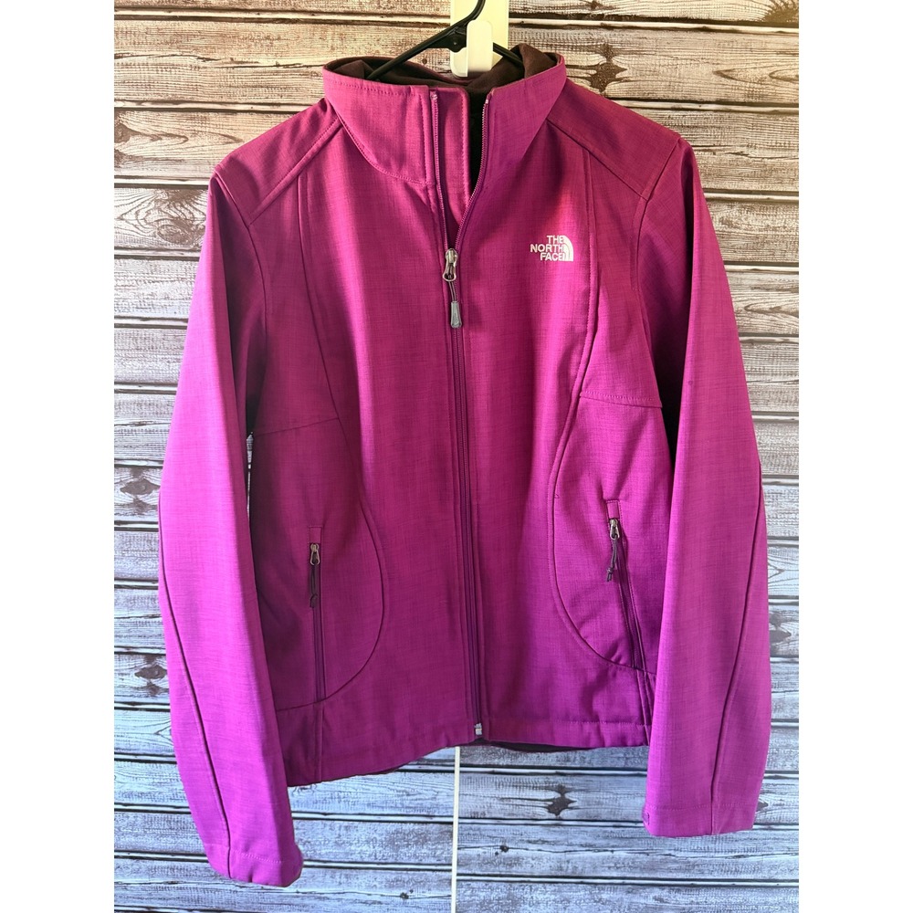 The North Face Women's Full-Zip Fleece Lined Jacket Size M Magenta Logo Pockets